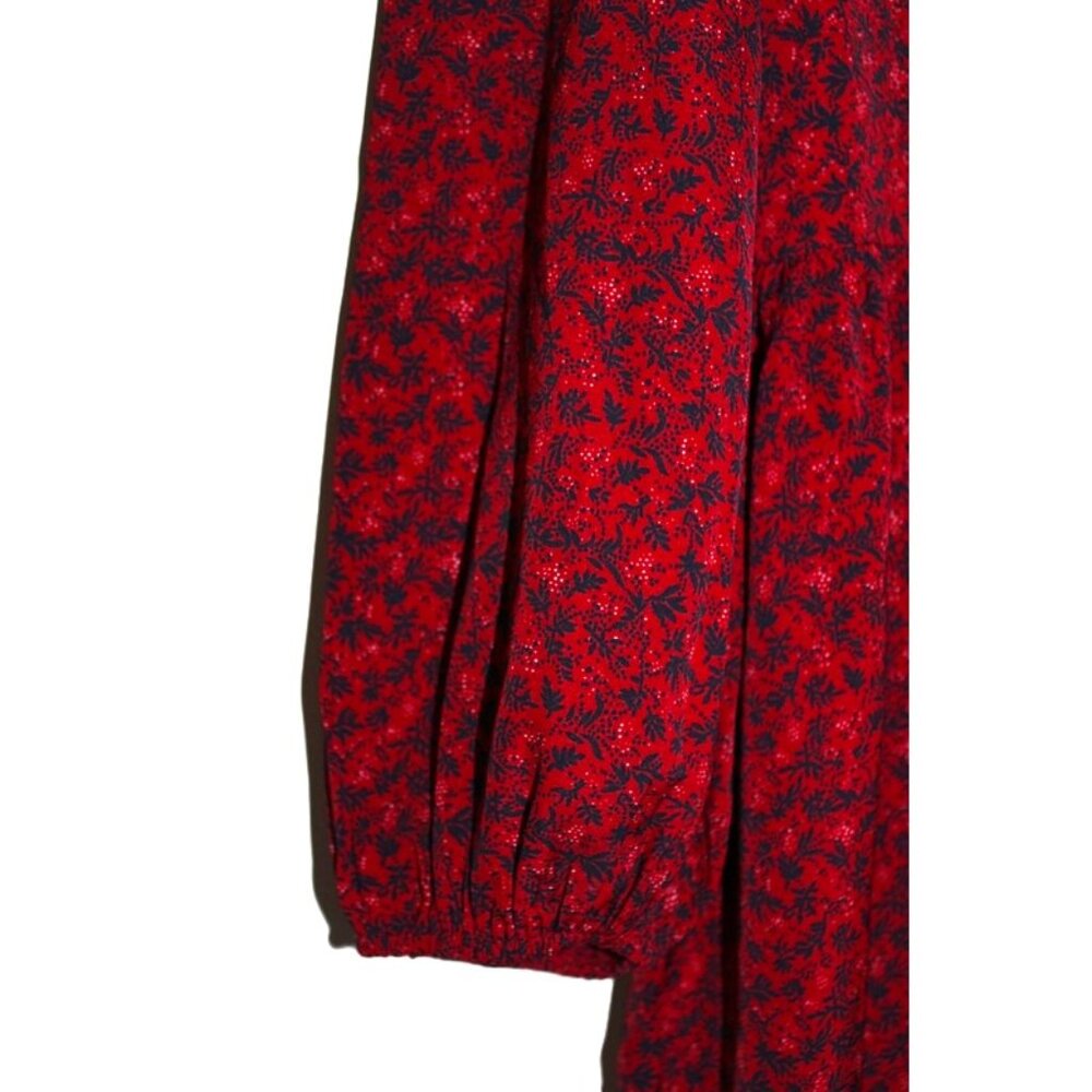 ASOS Urban Threads, Ditsy Floral V-Neck Long-Sleeve Swing Dress, Burgundy (18W) - Picture 7 of 16